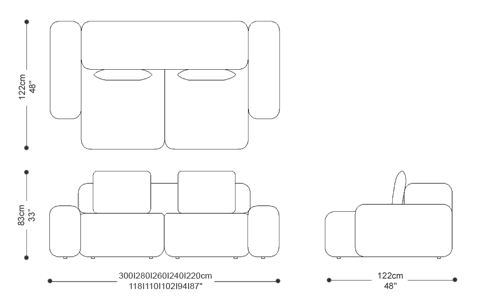 Image of the main dimensions of the product